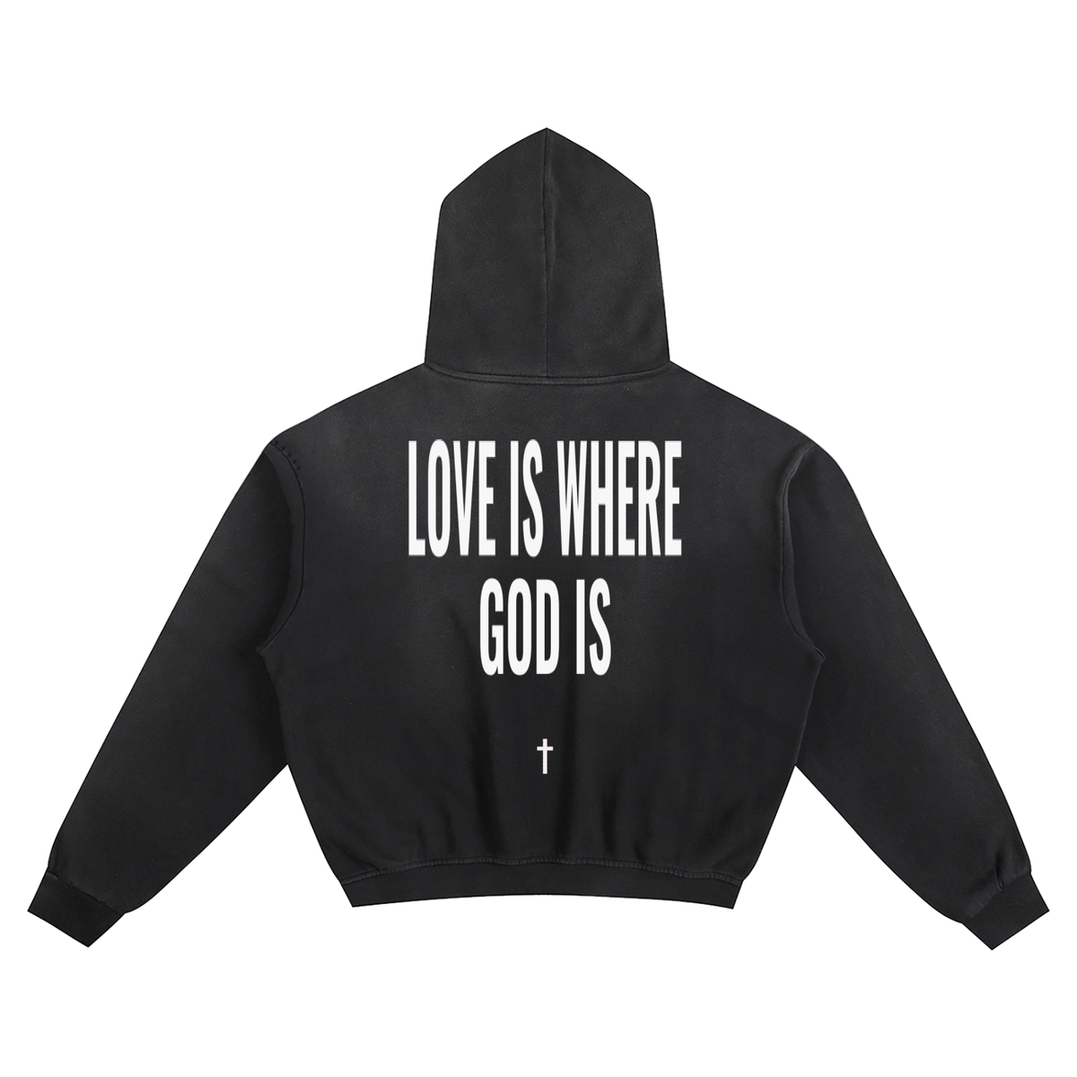 LOVE IS WHERE GOD IS BOXY HOODIE
